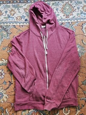 Threads 4 Thought Men's Zip-Up Hoodie in Light  Burgundy
